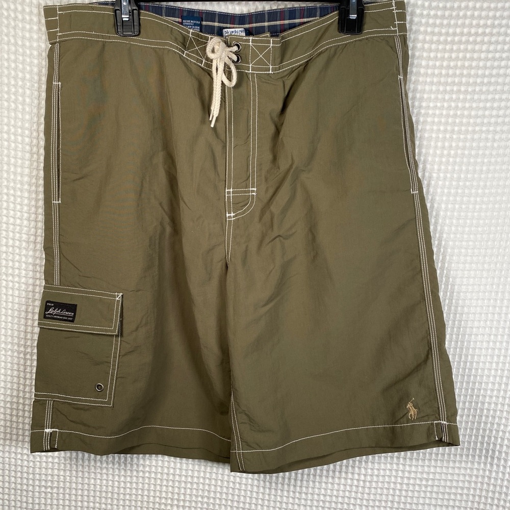 Polo by Ralph Lauren short, men,used olive polyester size M